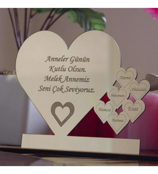 Kişiye ve Annelere Özel Masaüstü Gold Pleksi İsimlik ürün görseli 1