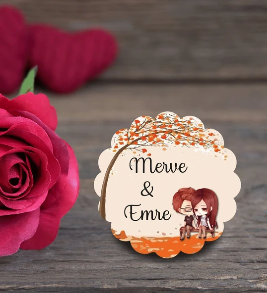 İsme Özel Söz, Kına, Nikah, Nişan, Düğün Hatırası Ahşap Magnet ürün görseli 1