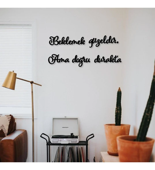 Beklemek Güzeldir Siyah Ahşap MDF Tablo ürün görseli 1