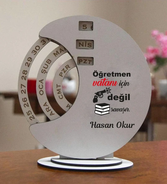 Kişiye Özel Öğretmen Temalı Yuvarlak Döner Takvim ürün görseli 1