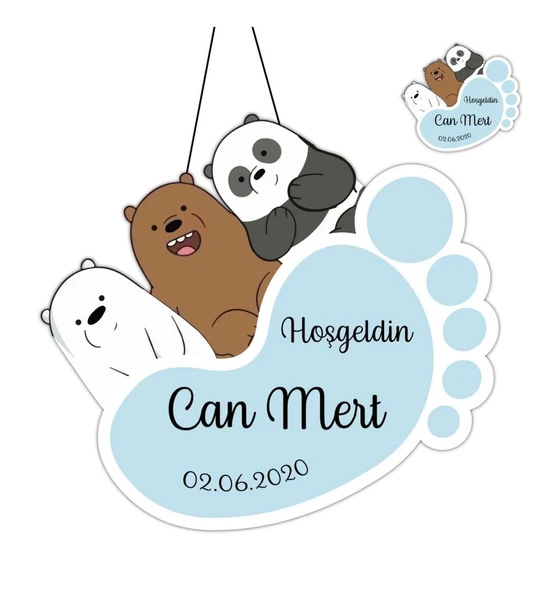 Kişiye Özel Bebek Kapı Süsü Ve 50 Adet Magnet Seti Ayak Panda ürün görseli 1