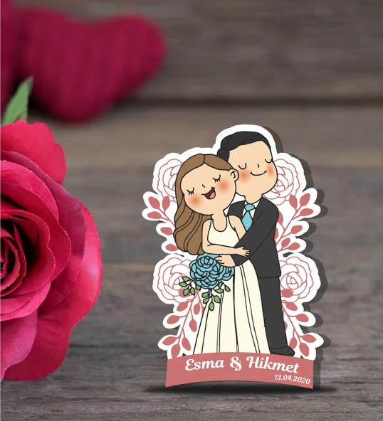 İsme Özel Söz, Kına, Nikah, Nişan, Düğün Hatırası Ahşap Magnet ürün görseli 1