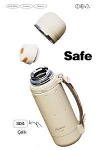 Shotay Durable Çelik Termos Matara 1500Ml Krem - Resim 2