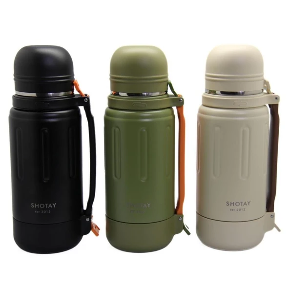Shotay Durable Çelik Termos Matara 1500Ml Krem - Resim 4