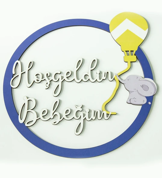İsme Özel Hoşgeldin Bebeğim Yazılı Ahşap Kapı Süsü ürün görseli 1