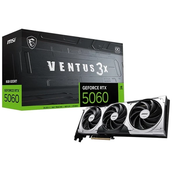 MSI 8GB RTX5060 VENTUS 3X OC GDDR7 128bit HDMI-DP PCIE 5.0 ürün görseli 1