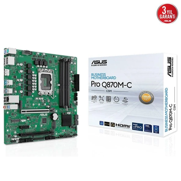 ASUS PRO Q870M-C CSM DDR5 HDMI-DP PCIE 5.0 1851P MATX KURUMSAL ANAKART ürün görseli 1