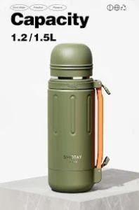 Shotay Durable Çelik Termos Matara 1500Ml Yeşil - Resim 6