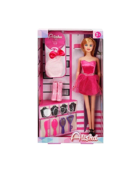 Alisha Gece Elbiseli Bebek Oyun Seti 14233 Koyu Pembe ürün görseli 1