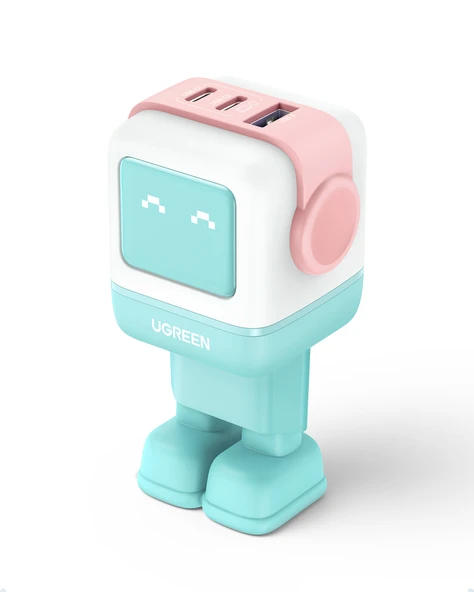 UGREEN Nexode Uno 65W Robot GaN Hızlı Şarj Cihazı 2xUSB-C, 1xUSB-A, Renkli, 35855 ürün görseli 1