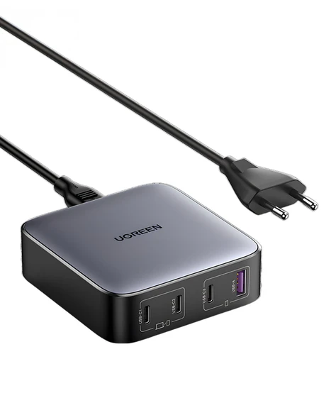UGREEN Nexode 100W GaN Masaüsü Hızlı Şarj Cihazı USB-C QC PD 4 Portlu 3xUSB-C, 1xUSB-A, Gri, 90928 ürün görseli 1
