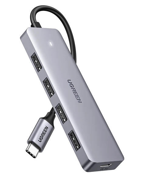 UGREEN USB-C USB 3.0 4 Port USB Hub Çoklayıcı, Gri, 70336 ürün görseli 1