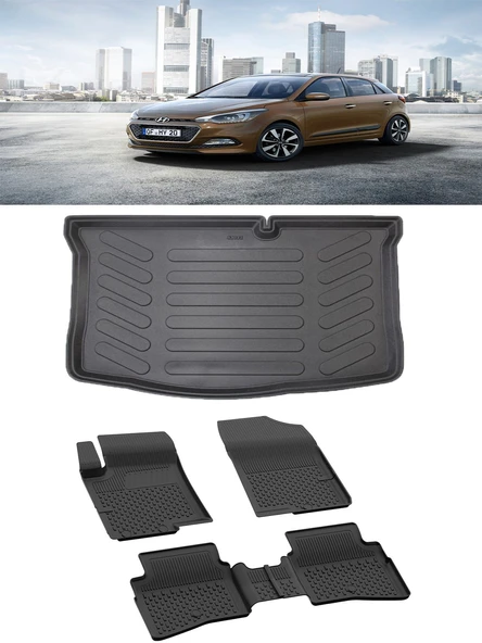 Sahler Hyundai  İ20  2015-2020  4.5D Paspas 3D Rizline  Bagaj Havuzu ürün görseli 1