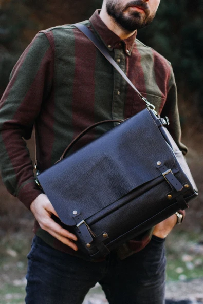 saraci leather craft Deri Erkek Çantası Evrak ve Laptop Çantası Özel Üretim ürün görseli 1
