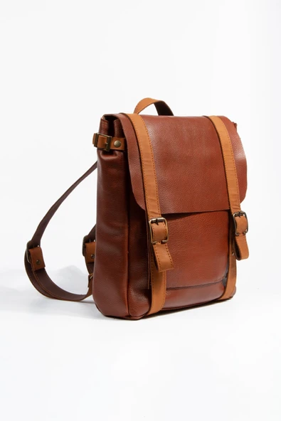 saraci leather craft Kadın Deri Sırt Çantası Taba Hakiki Deri Özel Üretim Tasarım Çanta ürün görseli 1