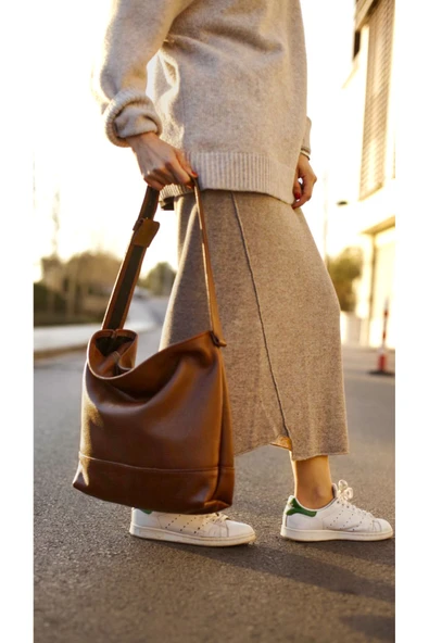 saraci leather craft Premium Deri Tote Bag, Büyük  Kadın Omuz Çantası Geleneksel Üretim, Kaliteli Aksesuar ve Astar ürün görseli 1