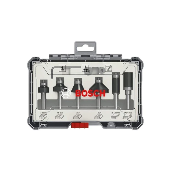 BOSCH FREZE SETİ 6 PARÇA DÜZ 8 mm PRO ürün görseli 1