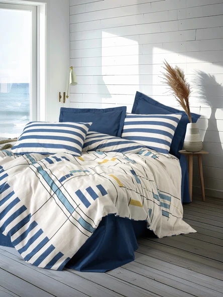 Cotton Box Modern Çift Kişilik Nevresim Takımı Lunox Lacivert ürün görseli 1