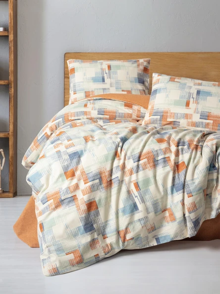 Cotton Box Flanel Çift Kişilik Nevresim Takımı Rina Kiremit ürün görseli 1