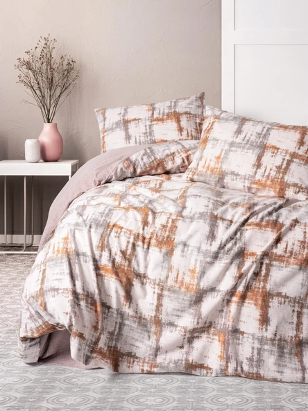 Cotton Box Flanel Çift Kişilik Nevresim Takımı Farida Kahve ürün görseli 1
