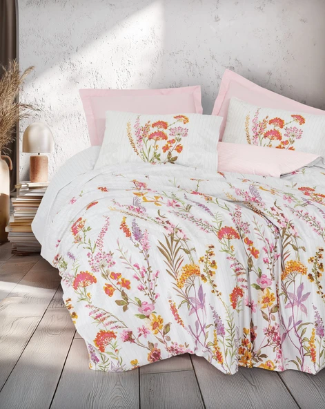 Cotton Box Tek Kişilik Nevresim Takımı Lilura Pembe ürün görseli 1