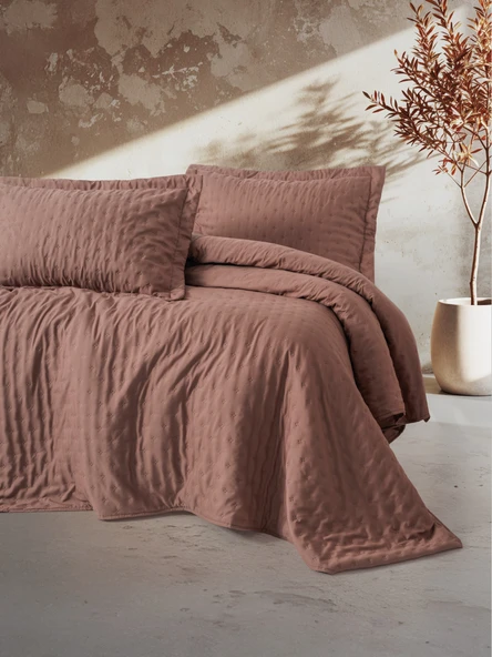 Cotton Box Serra Çift Kişilik Yatak Örtüsü Niva Gül Kurusu ürün görseli 1
