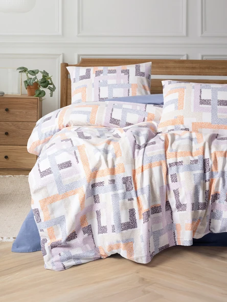 Cotton Box Flanel Çift Kişilik Nevresim Takımı Hayden Lila ürün görseli 1