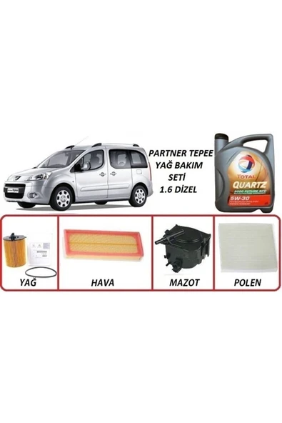 Peugeot Partner Tepee 1.6 Dizel Yağ Bakım 5li Set +Elf 5w30 5Lt Motor Yağ ürün görseli 1