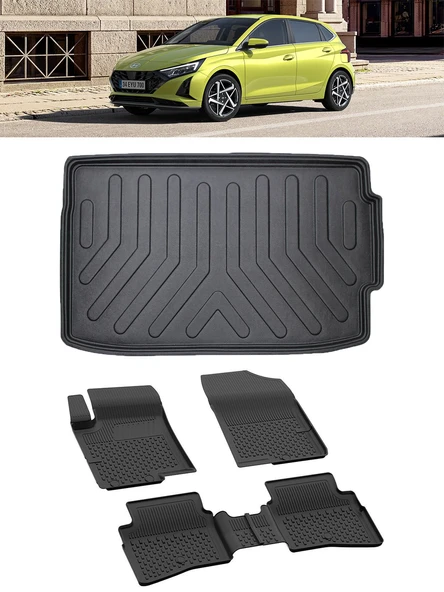 Sahler Hyundai İ20 2021 Sonrası Elite Plus 4.5D Paspas 3D Rizline Üst 3D Bagaj Havuzu Set ürün görseli 1