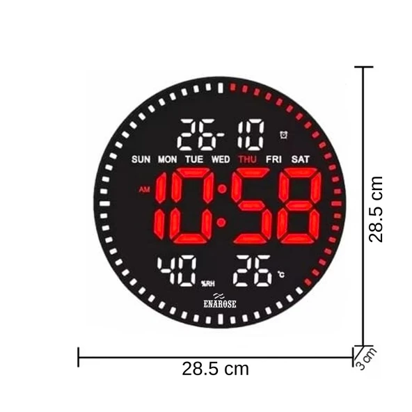 Enarose 3D LED Dijital Duvar Saati AWC25860-2 (8 Farklı Alarmlı) ürün görseli 1