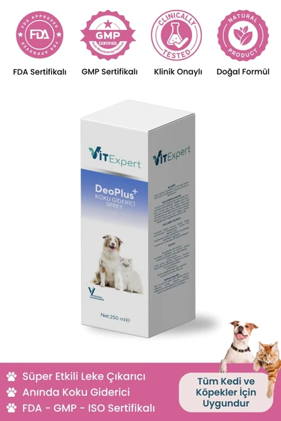 Vitexpert DeoPlus Bebek Pudrası Kokulu Köpek İdrar Tuvalet Çişi Koku Giderici Leke Çıkarıcı Çok Amaçlı Sprey ürün görseli 1