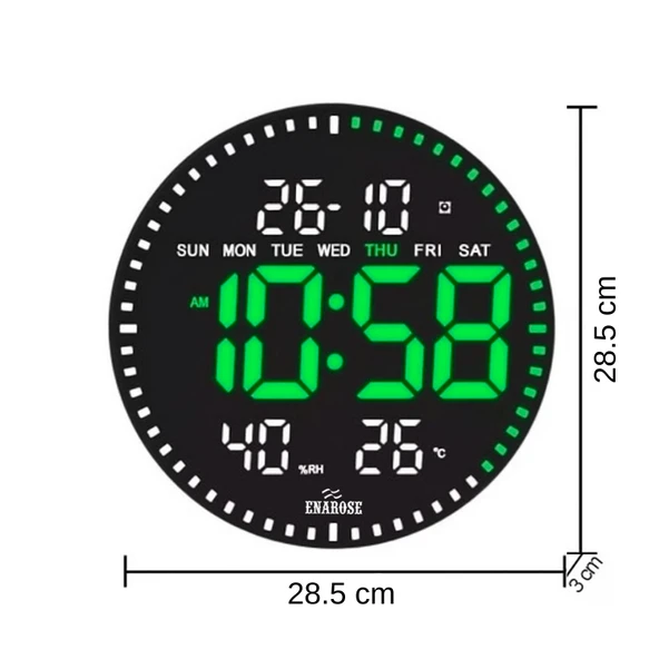 Enarose 3D LED Dijital Duvar Saati AWC25860-1 (8 Farklı Alarmlı) ürün görseli 1