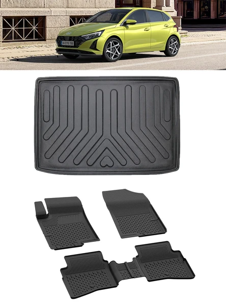 Sahler Hyundai İ20 2021 Sonrası Elite Plus 4.5D Paspas 3D Rizline Alt 3D Bagaj Havuzu Set ürün görseli 1