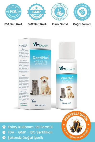 Vitexpert DentiPlus Kedi ve Köpek Ağız ve Diş Bakım Jeli Kolay Kullanım Ağız Kokusu Giderici Temizleyici Jel ürün görseli 1