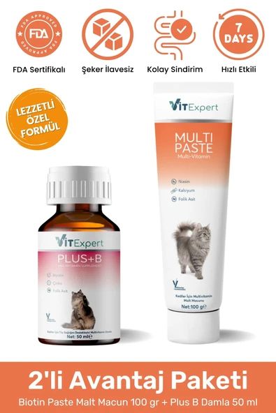 Vitexpert 2'li Set Bağışıklık Güçlendirici Damla + Malt Tüm Kediler İçin Bağışıklık Destekleyici Özel Paket ürün görseli 1