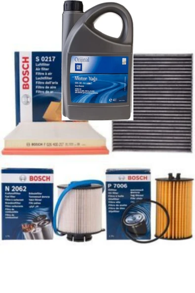 Bosch Opel Astra J 1.6 Dizel Filtre Bakım Seti 2014-2018 Gm Yağı 5li set ürün görseli 1