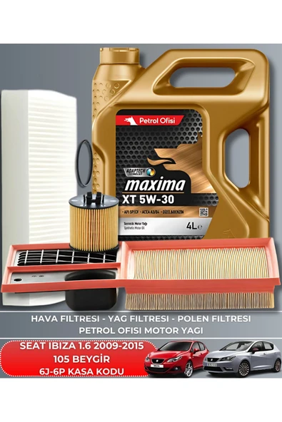 ELF 5W-30  5LT IBIZA 1.6 2009-2010-2011-2012-2013-2014-2015 105 BEYGİR FİLTRE - YAĞ BAKIM SETİ ürün görseli 1