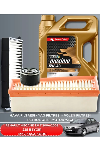 ELF 5W30 5LT RENAULT MEGANE 2.0 T 2004-2009 225 BEYGİR FİLTRE - DELPHİ YAĞ BAKIM SETİ ürün görseli 1