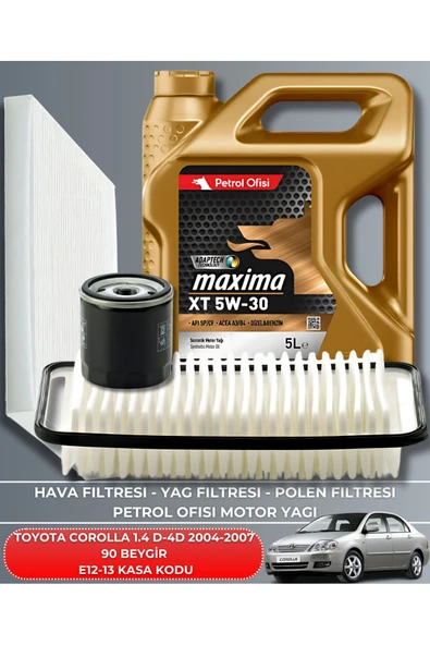 ELF 5W-30 5LT TOYOTA COROLLA 1.4 D-4D 2004-2005-2006-2007 90 BEYGİR FİLTRE - YAĞ BAKIM SETİ ürün görseli 1