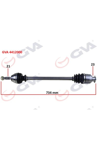 GVA KOMPLE AKS SAĞ RENAULT 19 1.4 734mm 7701351479-7701349874-7701351571 ürün görseli 1