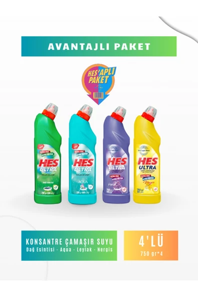Hes Ultra Çamaşır Suyu 4*750gr ürün görseli 1