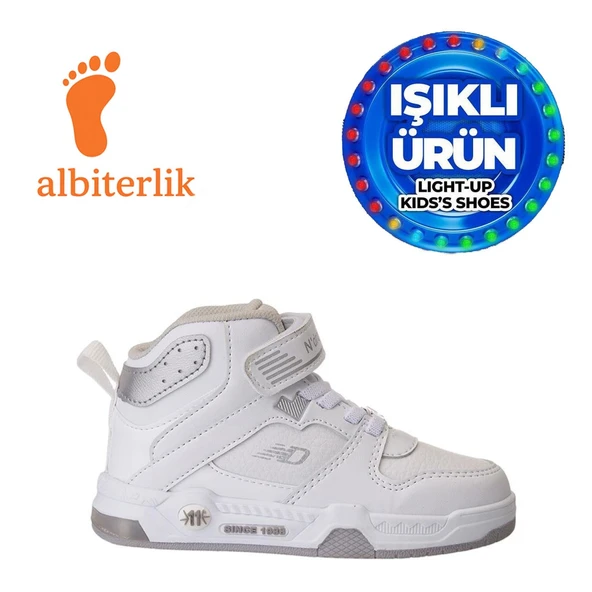 Albishoes Unisex Erkek Kız Çocuk Basket Boğazlı Cırtlı 4 Mevsim Işıklı Kışlık Çocuk Spor Ayakkabı ürün görseli 1