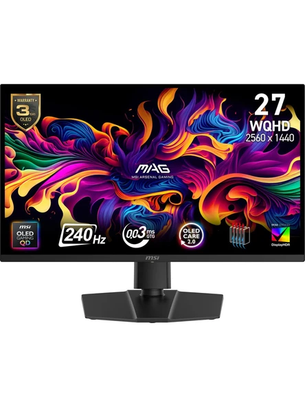 MSI MAG 271QP QD-OLED X24 27" 0.03 ms 2K Pivot 240 Hz Oyuncu Monitörü ürün görseli 1