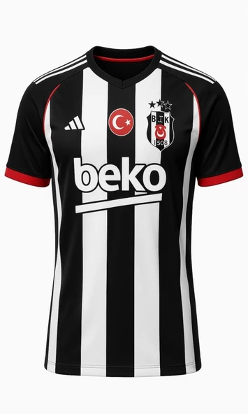Beşiktaş B02864 Çubuklu İç Saha Forması 2025/2026 ürün görseli 1