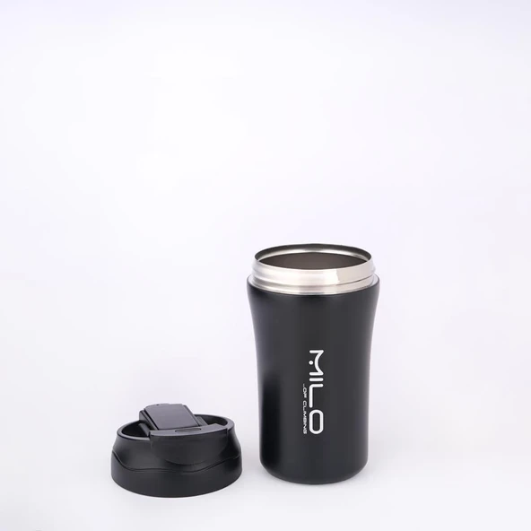 Milo Coven 380 ML Pipetli Çelik Termos Siyah - Resim 4