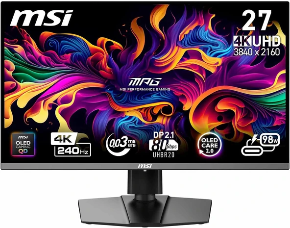 MSI MPG 272URX QD-OLED 26.5" 0.03 ms 4K Pivot 240 Hz Oyuncu Monitörü ürün görseli 1