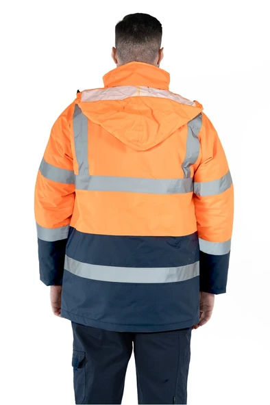Çift Renkli Reflektörlü Hi - Vis İş Kabanı - Resim 5