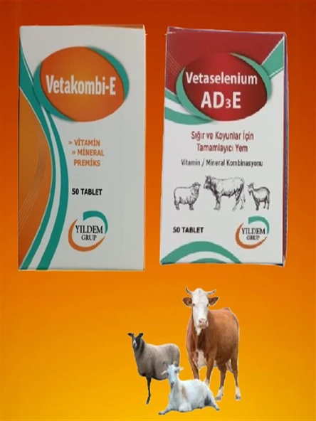 Sığır ,İnek Ve Koyunlar İçin Vetaselenium AD3E 50 Tablet Ve Vetakombi - E 50 Tablet ürün görseli 1