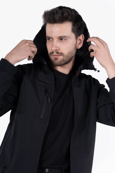 Gizli Kapüşonlu Softshell Mont - Resim 11