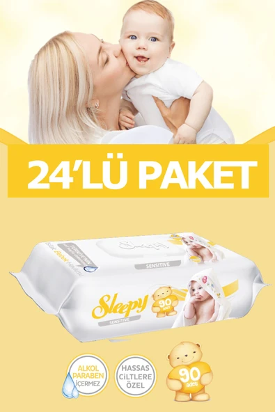 Sleepy sensitive Bebek ıslak mendil 24'lü paket  24 x 90 ürün görseli 1